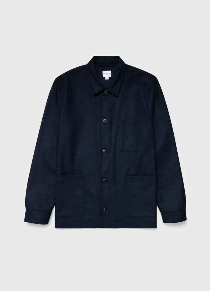 Wool Twin Pocket Jacket Light Navy Melange Men SUNSPEL Jackets and Coats