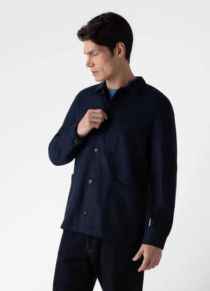 Wool Twin Pocket Jacket Light Navy Melange Men SUNSPEL Jackets and Coats