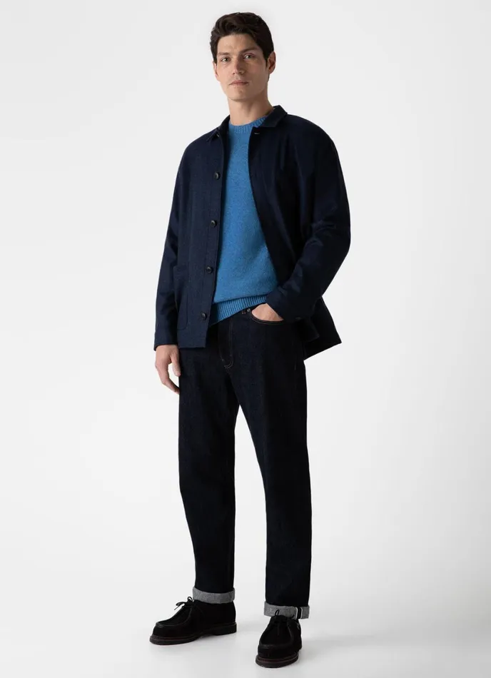 Wool Twin Pocket Jacket Light Navy Melange Men SUNSPEL Jackets and Coats