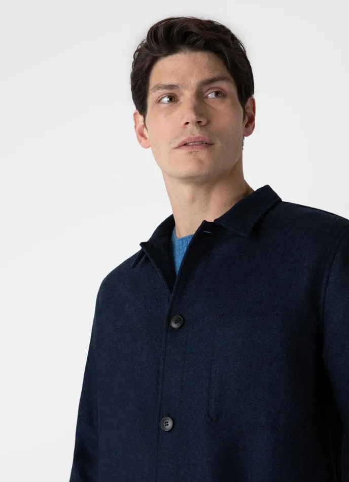 Wool Twin Pocket Jacket Light Navy Melange Men SUNSPEL Jackets and Coats