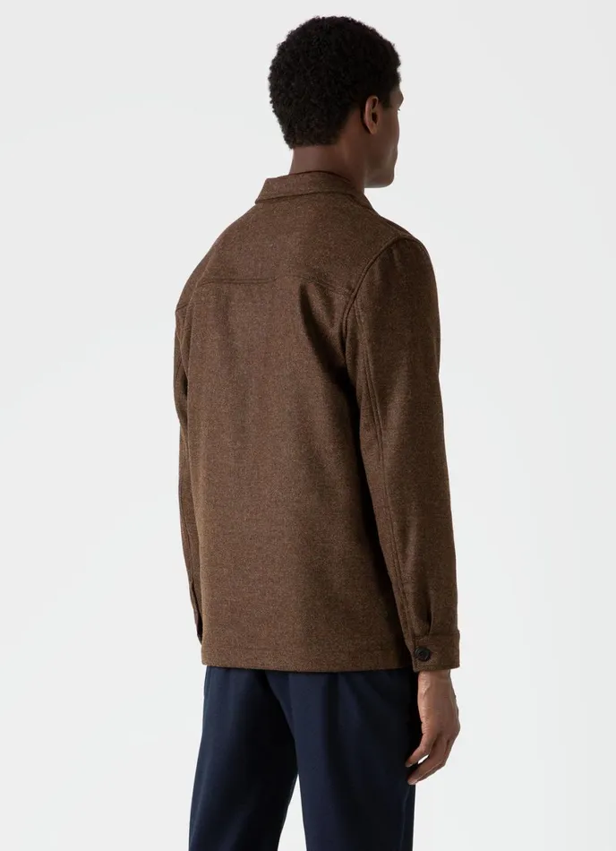 Wool Twin Pocket Jacket Mid Brown Melange Men SUNSPEL Jackets and Coats