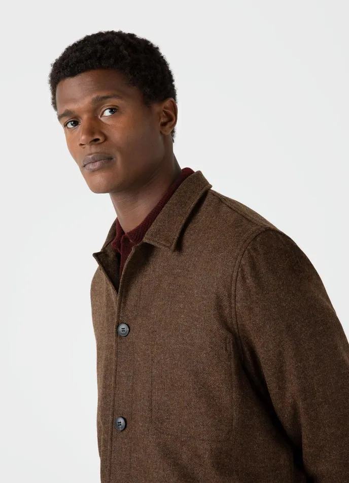 Wool Twin Pocket Jacket Mid Brown Melange Men SUNSPEL Jackets and Coats