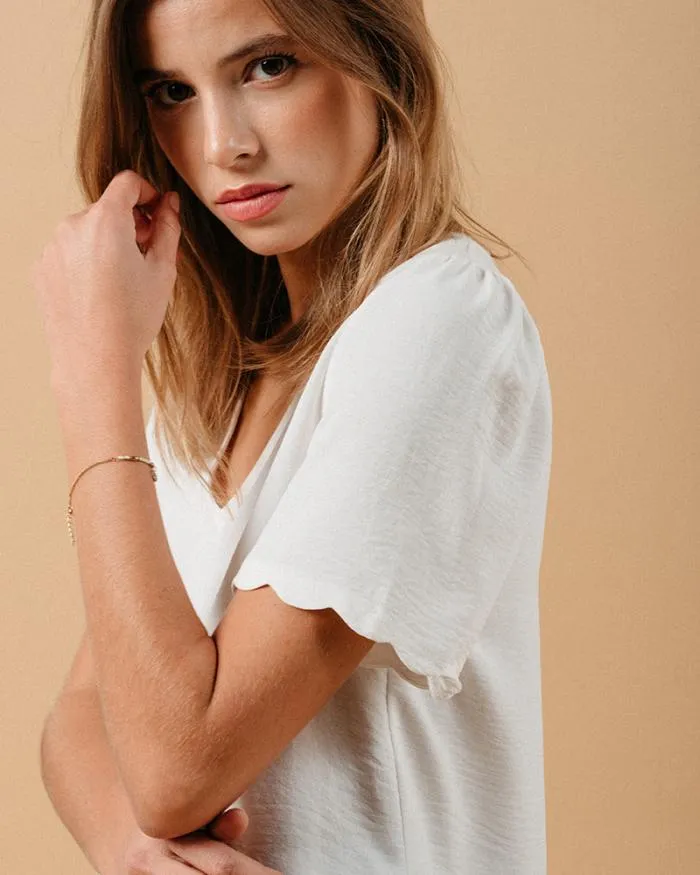 WOVEN TOP ECRU MAGIQUE Shop Grace and Mila ShortSleeves Tshirts