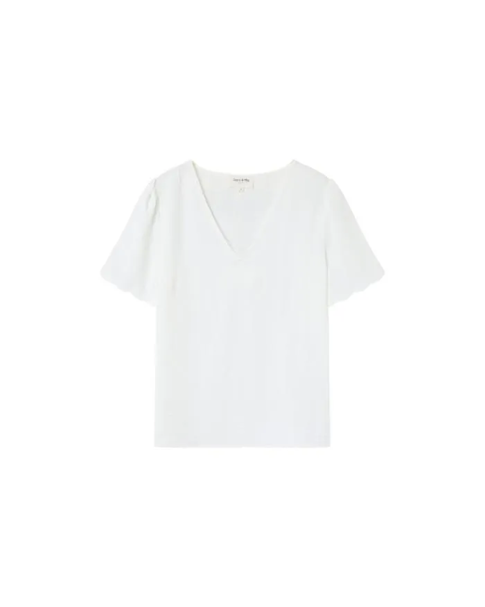 WOVEN TOP ECRU MAGIQUE Shop Grace and Mila ShortSleeves Tshirts