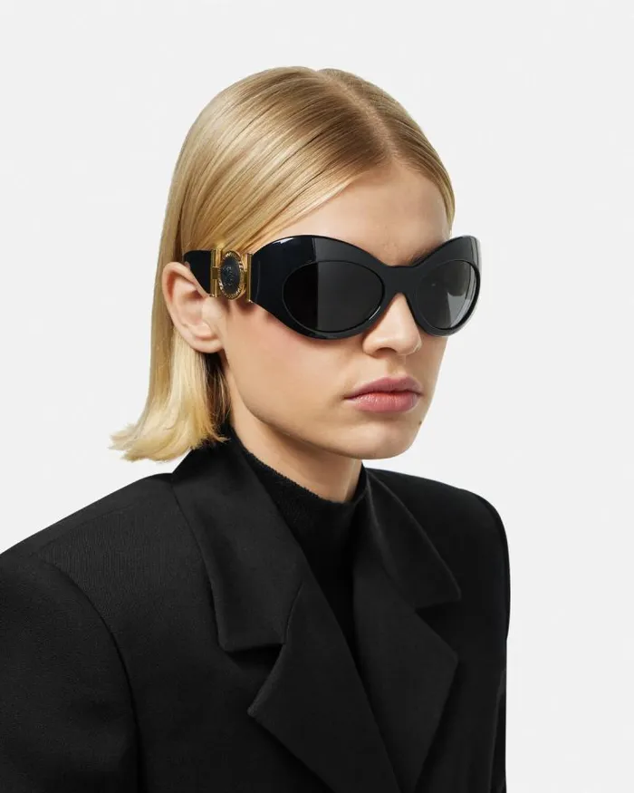 Wrap Sunglasses Blackgold Women Versace Sunglasses