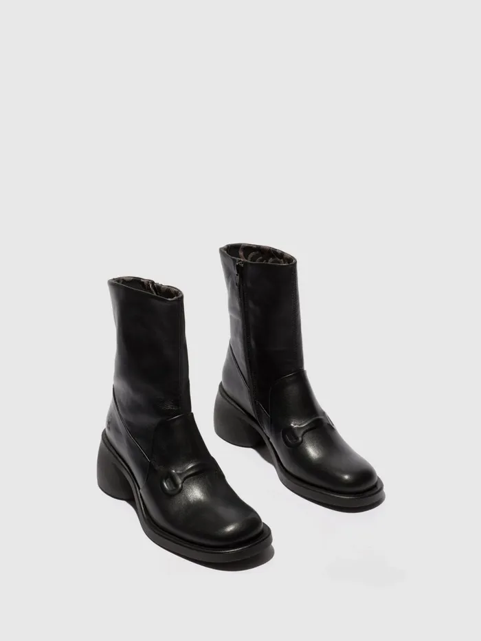 Zip Up Ankle Boots HAXI138FLY BLACK Women Fly London Ankle Boots
