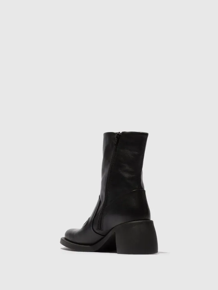 Zip Up Ankle Boots HAXI138FLY BLACK Women Fly London Ankle Boots