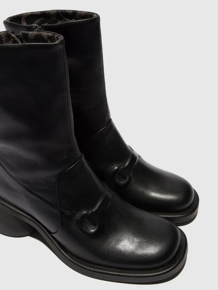 Zip Up Ankle Boots HAXI138FLY BLACK Women Fly London Ankle Boots