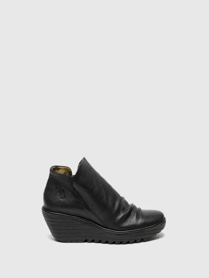 Zip Up Ankle Boots YIP BLACK Women Fly London Ankle Boots