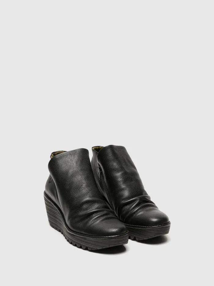 Zip Up Ankle Boots YIP BLACK Women Fly London Ankle Boots