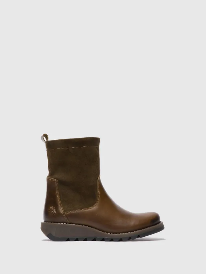 Zip Up Boots SAUK794FLY RUGOILSUEDE OLIVESLUDGE Women Fly London Boots