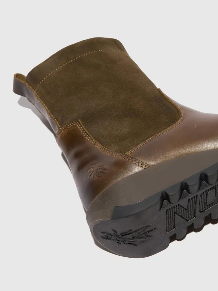 Zip Up Boots SAUK794FLY RUGOILSUEDE OLIVESLUDGE Women Fly London Boots