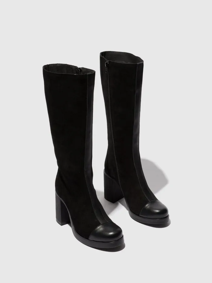 Zip Up Boots SUSI022FLY DUBLINOIL SUEDE BLACK Women Fly London Boots